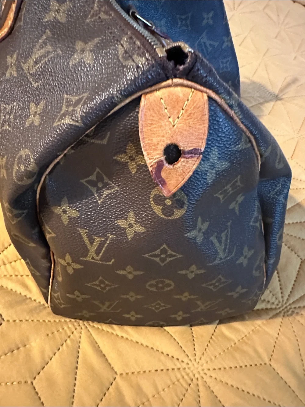 Louis Vuitton Monogram Canvas Satchel in Dark Brown with Natural Trim